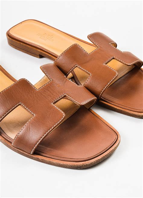 hermes oran 39.5|Oran leather sandal Hermès Brown size 39.5 EU in Leather.